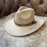 Handmade Brown Leather Western Hat Band with Stitch Detail