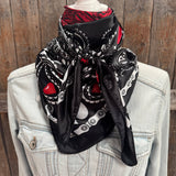 Lucky Cards Wild Rag Scarf | Black & Red | 35"x35" | WR3433