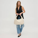 Victoria Woven Vegan Leather Hobo Bag | Natural