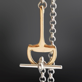 Snaffle Bit Necklace | Two-Tone Gold & Silver | Dangle Charm | 18" or 21"