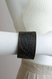 Boho Paisley Embossed Leather Snap Wrap Bracelet