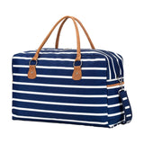 Navy White Stripe Travel Weekender Duffle Bag