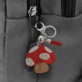 Bling Crystal Red Mushroom Toadstool Tassel Keychain Keyring Bag Purse Charm