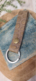 Hand-Cut Pebbled Leather Key Fob in Bronze