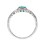 Blue Mohave Turquoise Solitaire Ring | 925 Sterling Silver Feather Setting