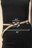 Boho Braided Square Buckle Adjustable Belt Black