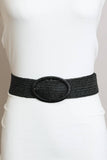 Raffia Oval Buckle Belt – Black