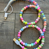 2 in 1 Beaded USB Charger Pastel Rainbow