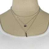 Silver Delicate Chain Triple Layer Charms Necklace