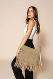 Sadie Suede Fringe Crossbody Bag with Guitar Strap | Boho Western Purse