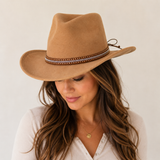 Brown Rhinestone & Stud Western Hat Band, Adjustable