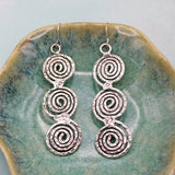 Silver Hammered Spirals Dangle Earrings