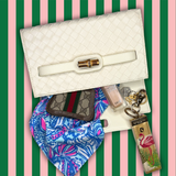 Broad Clutch | Cream Woven Vegan Leather with Bamboo Hardware