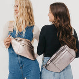 Marley Metallic Oversized Sling Bum Bag Gunmetal Silver