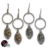 Football Dangle Earrings with Austrian Crystals Gold Tone