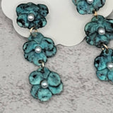 Green Patina Flowers Dangle Earrings
