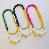 Roped And Pearled Shackle Bag Charm Black