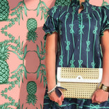 French Quarter Clutch | White Vegan Leather & Cane