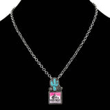 Western Turquoise Cactus with Rodeo Logo Necklace