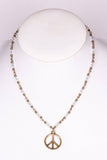 Peace Sign Beaded Necklace | Gold & Clear | Dylan Designs