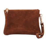 Genuine Suede Wristlet Pouch | Caramel Brown