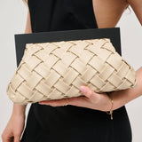 Jamie Woven Wooden Frame Clutch | Ivory Vegan Leather