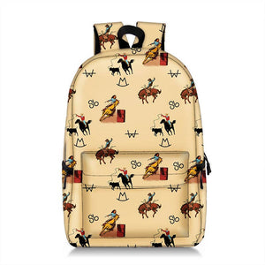 Vintage Cowboy Print Backpack