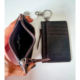 Cowboy Hat Western Cowhide Tooled Leather Keychain Wallet Turquoise Outline