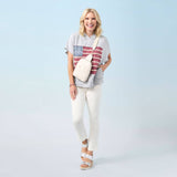 Vintage Look Americana Patriotic Hooded Top Red White Blue