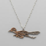 Western Etched Road Runner Pendant Necklace | Boho Southwest Statement Necklace