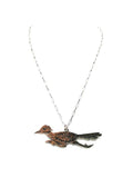 Western Etched Road Runner Pendant Necklace | Boho Southwest Statement Necklace