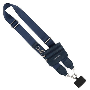 Clip & Go Phone Purse Crossbody Strap Zippered Pouch Navy Blue