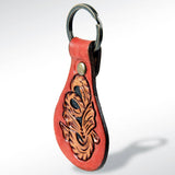 American Darling Red Scroll Tooled Leather Keyring