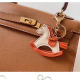 Do Everything In Love Vegan Leather Rocking Horse Key Ring Black