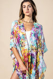 Wild Petal Viscose Kimono | Watercolor Floral Boho Layer