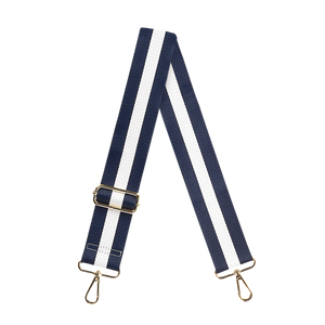 Navy Blue White Preppy Stripe Adjustable Crossbody Bag Purse Guitar Strap