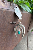 Rio Rancho Horseshoe Keychain Bag Charm Silver Turquoise