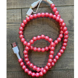 2 in 1 Beaded USB Charger Pink Pearl
