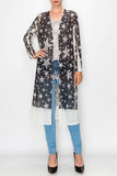 Black White Star Long Sleeve Duster