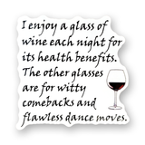 Glass of Wine Funny Sticker, Vinyl sticker, easy peel, water proof