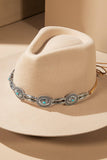 Stamped Western Concho Hat Band with Natural Stones