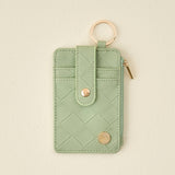 Keychain Key Ring Card Slot Woven Wallet Sage Green