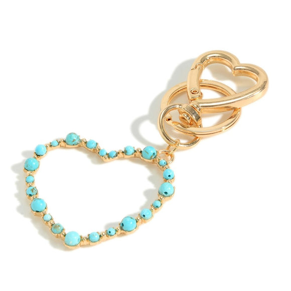 Turquoise Natural Stone Heart Keychain