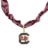 South Carolina Gamecocks Bandana Scarf Necklace | Gold Logo Pendant
