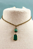 Sicily Short Stone Pendant Choker Necklace | Green | Dylan Designs