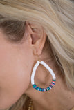 Earrings Multi-Color Katsuki Bead Teardrop Hoops Dark MultiColor White