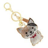 Bling Crystal Tabby Kitty Cat Tassel Keychain Bag Charm