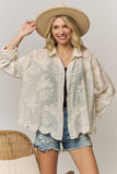 Butterfly Embroidered Sheer Gauze Blouse