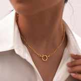 Circle Pendant Necklace - 18K Gold Stainless Steel