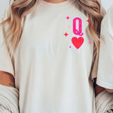 Queen of Hearts Valentine Graphic Tee White Pink